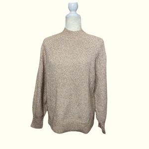 NWT! Loft Tan Beige Chunky Mock Turtleneck Wool Blend Sweater Size Medium